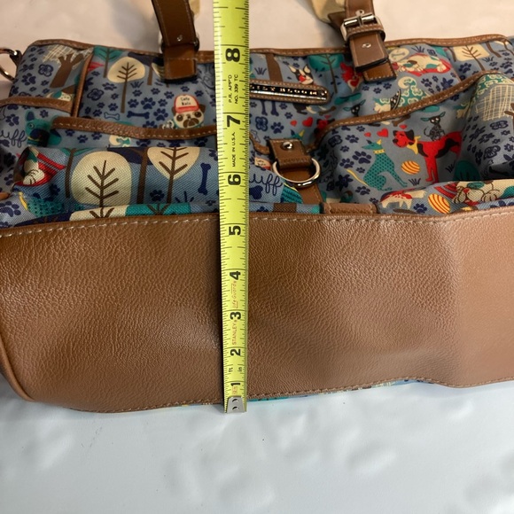 Lily Bloom Who Let The Dogs Out Shoulder Bag Tote Purse Multi Pocket Blue - Picture 4 of 8